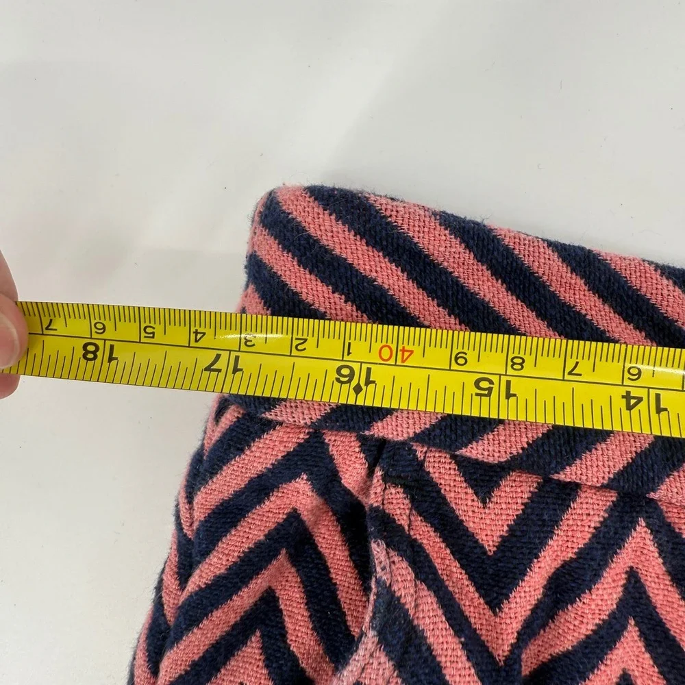 ANN TAYLOR LOFT Women's Size 10 The Riviera Shorts Pink Navy Chevron 100% Cotton - Picture 4 of 10